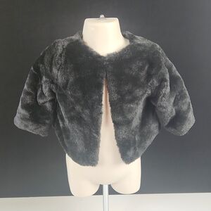 Baby Gap - Faux Fur Cap Coat - Black- Size 12-18 months